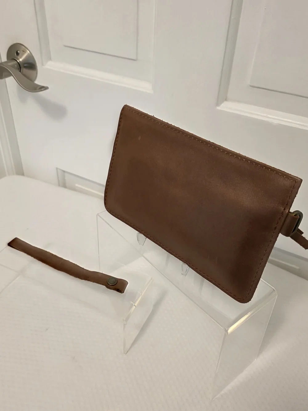 Portland Leather Goods Adriana Brown Leather Wristlet/Clutch, Slim, Versatile